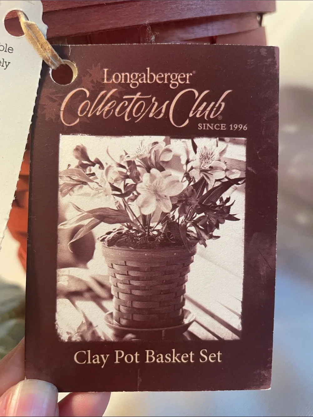 Longaberger collectors club Clay pot basket missing plate